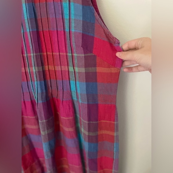 Positive Attitude Linen Blend Plaid Shift Dress Size 8 - Picture 3 of 7